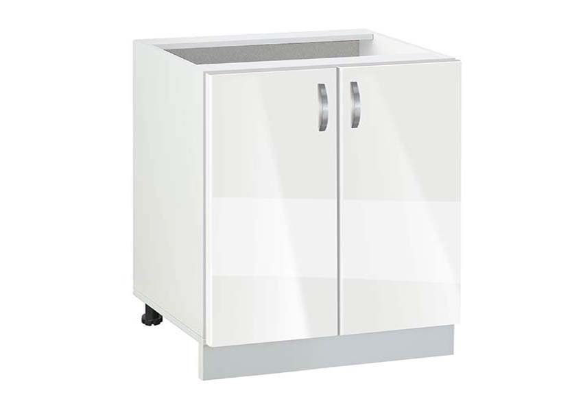 Ντουλάπι Κουζίνας επιδαπέδιο 80εκ., No 802, 80/58/82, Genomax - Λευκό γυαλιστερό, Λευκό